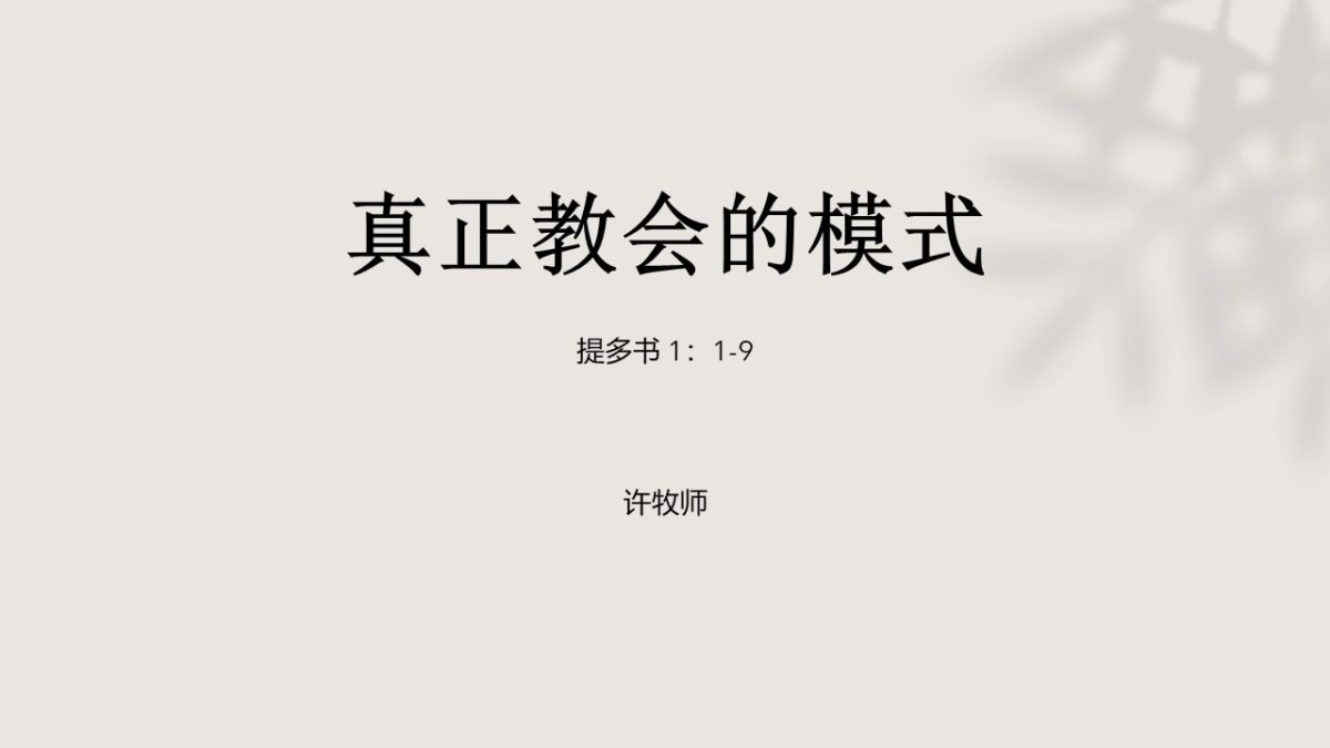 真正教会的模式
